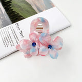 DAIIIBABYYY  -  Summer New Delicate 6CM Rhinestone Flowers Hair Clip Simple Fashion Acetate Shark Clip Hair Accessories For Graceful Lady