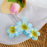 DAIIIBABYYY  -  Korean New Fashion 11cm Large Plumeria Candy Colored Flower Hair Clip Simple Plumeria Plastic Shark Clip Hair Accessories