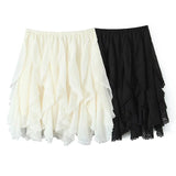 DAIIIBABYYY  -  Fashion Women High Elastic Layered Tulle Mini Skirts Asymmetrical Ruffle Flare Mesh Tutu Skirt