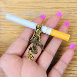 DAIIIBABYYY  -  Vintage Personality Gold-Plated Cigarette Holder Ring of Cigarette Holder Bracket Chinese Dragon Rings for Men Party Jewelry