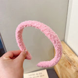 DAIIIBABYYY  -  1.5cm Width Autumn Winter Sweet Plush Hair Band For Girls College Students Face Washing Hairbands Brown Pink Hair Bands Headwear