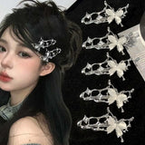 DAIIIBABYYY  -  4pcs Vintage Y2k Punk Butterfly Metal Hair Clips Accessories for Women Cool Barrettes Gothic Girl Hairpins Party Gifts Headdress