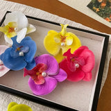 DAIIIBABYYY  -  New Pearl Flower Hair Clip Cute Cloth Butterfly Orchid Orchid Flower Hairpin Duckbill Clip Korean Style Seaside Girl Hair Clip