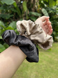 Daiiibabyyy Black Real Silk Hair Ties 30 Momme Thick Mulberry Silk Scrunchies100% Silk Scrunchies