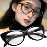 DAIIIBABYYY  -  Leopard Triangle Frame Glasses Women Girls Y2K Vintage Cat Eye Spectacles Anti-blue Light Reading Eyewears Myopia Eyeglasses