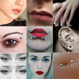 DAIIIBABYYY  -  Sticker Fake Belly Eyebrow Lip Piercing Stud Non Piercied Earring Stud Set New Fake Nose Ring Piercing Jewelry Dermal Anchor Top