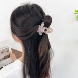 DAIIIBABYYY  -  Summer New Delicate 6CM Rhinestone Flowers Hair Clip Simple Fashion Acetate Shark Clip Hair Accessories For Graceful Lady