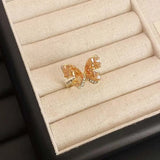 DAIIIBABYYY  -  Fashion Gradient Crystal Butterfly Rings for Women Sweet Metal Orange Zircon Irregular Temperament Finger Rings Jewelry Gifts