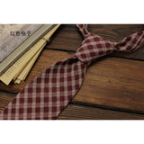 DAIIIBABYYYY  -  Cotton Linen Brown Ties For Men Formal Dress 7cm British Casual Necktie Striped Plaid Cravat Women College Style Shirt Neckwear