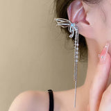 DAIIIBABYYY  -  Romantic Tassel Pearl Butterfly Clip Earrings for Women Exquisite Hollow Moon Sparkling Crystal Ear Accessories Fashion Jewelry