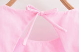 DAIIIBABYYY  -  Women's Pink Elegant Balloon Crew Neck Sleeveless Top Female Fashion Versatile Bow Decorated High Street Casual Short Top