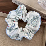 DAIIIBABYYY  -  2024 Sea Blue Polka Dot Scrunchies Fashion Gilrs Floral Plaid Large Intestine Hair Ties Ropes Women Sweet Versatile Rubber Bands