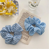 DAIIIBABYYY  -  Sunny Fresh Mojito Blue Scrunchies Floral Plaid Polka Dots White Hair Ropes Ties College Young Girls Hair Accessories Headband