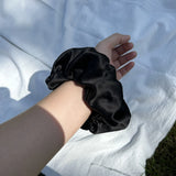 Daiiibabyyy Black Real Silk Hair Ties 30 Momme Thick Mulberry Silk Scrunchies100% Silk Scrunchies