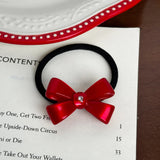 DAIIIBABYY  -  Korean New Cute 4.5cm Stereoscopic Bow Hair Tie Hair Clip For Sweet Girls Rhinestones Acetate Hair Rope Duckbill Clip