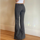 DAIIIBABYYY  - Low Waisted Straight Casual Suit Flare Pants Gray Skinny Fashion High Street Lady Boot Cut Trousers Vintage Y2K