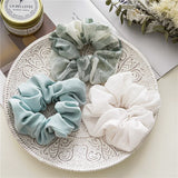 DAIIIBABYYY  -  Wholesale Korean New FLoral Pure Colorful Elastic Scrunchie Fashion 3PC/Set Women's Chiffon Hair Band Hair Accessories