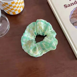 DAIIIBABYYY  -  Spring Summer Simple Fresh Plaid Hair Ties Rope Girl Green Pink Scrunchies Cute Sweet Fairy Bun Ponytail Holder Gum Rubber Bands