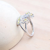 Daiiibabyyy Yellow Zircon Bridal Jewelry Sets 925 Silver For Women Wedding Earrings Rings Pendant Necklace