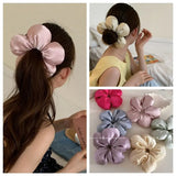 DAIIIBABYYY  -  Korean Exaggerated 3D Flower Hair Rings Sweet Sponge Oversize Large Satin Hair Scrunchies Hair Ropes Headbands Hair Accessories