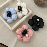 DAIIIBABYYY  -  2pcs Exquisite Sponge Puff Flower Hair Claw Pearl Korean Style Scrunchies Shark Clip Cloth Ponytail Holder Exaggerated Crab Clip