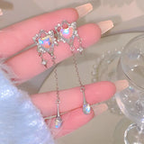 DAIIIBABYYY  -  Y2K Sweet Cool Love Heart Tassel Star Earring Shiny Moonstone Star Pendant Stud Earrings Fashion Earring Party Jewelry Gifts