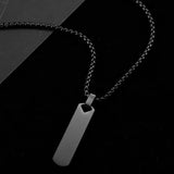 DAIIIBABYYY  -  Custom 4x1x0.5cm Stainless Steel Glossy Rectangular Pendant Necklace for Men Women Simple Popular Street Party Punk Jewelry Gift