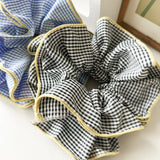 DAIIIBABYYY  -  Oversized Niche Design Vintage Plaid Large Bowel High Elastic Hair Rope  Fashion Ballet Style Scrunchie Ruffled Headpiece