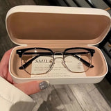 DAIIIBABYYY  -  Semi Rimless Square Glasses Women Men Metal Half Frame Computer Reading Eyeglass Anti Blue Light Eyewears Goggle Spectacle