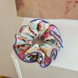 DAIIIBABYYY  -  Elastic Scrunchies Women Flower Hair Band Vintage Ponytail Holder Floral Hair Tie Fashion Hair Rubber Bands Hair Accessories