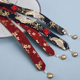 Daiiibabyyy Chinese Style Hanfu Headdress Hair Tie Ribbon Hair Rope Vintage Hair Band Bell Pendant Tassel Long Ribbon Women Girls Headwear