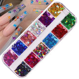 Daiiibabyyy Nail Sequins Irregular Heart Laser Sparkly Butterfly Design Nail Art Decoration Set Nail Glitter Flakes for UV Gel Manicure