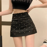 DAIIIBABYYY  -  Fashion Diamond All-match Black Faldas Mujer Summer High Waist A-line Skirt for Women Y2k Sexy Slim Fit Bodycon Skirts