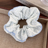 DAIIIBABYYY  -  2024 Sea Blue Polka Dot Scrunchies Fashion Gilrs Floral Plaid Large Intestine Hair Ties Ropes Women Sweet Versatile Rubber Bands