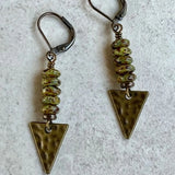 DAIIIBABYYY  - 2 Pcs Vintage Triangle Miscellaneous Stones Ethnic Bohemian Personality Natural Stone Gold Colour Earrings Daily Jewelry Gift