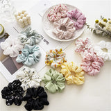 DAIIIBABYYY  -  Wholesale Korean New FLoral Pure Colorful Elastic Scrunchie Fashion 3PC/Set Women's Chiffon Hair Band Hair Accessories