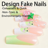 DAIIIBABYYY  -  24pcs Cute Green Frog Design False Nails Long Ballet Coffin 3D Fake nail patches for Girls Women Wearable Full Cover Fake nails