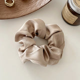 DAIIIBABYYY  -  Summer Satin Fabric Large Scrunchies Solid Color White Brown Hair Rope Ties Women High-end Temperament Headband Ponytail Holder