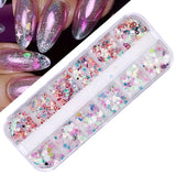 Daiiibabyyy Nail Sequins Irregular Heart Laser Sparkly Butterfly Design Nail Art Decoration Set Nail Glitter Flakes for UV Gel Manicure