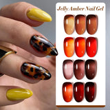 Daiiibabyyy 7ml Translucent Jelly Amber Gel Nail Polish Brown Coloured Varnish Gel Long Lasting Semi Permanent UV Nail Art Manicure