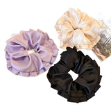 DAIIIBABYYYY  -  Ballet Style Pleated Scrunchies College Student Oversized Hair Tie Ropes Sweet White Black Hairband Purple Rubber Band Headwear