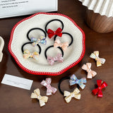 DAIIIBABYY  -  Korean New Cute 4.5cm Stereoscopic Bow Hair Tie Hair Clip For Sweet Girls Rhinestones Acetate Hair Rope Duckbill Clip