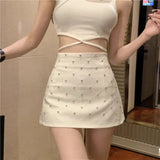 DAIIIBABYYY  -  Fashion Diamond All-match Black Faldas Mujer Summer High Waist A-line Skirt for Women Y2k Sexy Slim Fit Bodycon Skirts