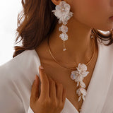 DAIIIBABYYY  -  Elegant Colorful White Scallop Flowers Pendant Earrings for Women Exaggerated Long Drop Earrings Party Dinner Jewelry