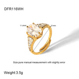 DAIIIBABYYY  -  Tarnish Free  Plated Stainless Steel Cubic Zirconia Stone Open Ring For Women Wedding Rings Mothers Day Gift