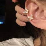 DAIIIBABYYY  -  1Pcs Gold Color Zircon Butterfly Ear Clip Female Luxury Shiny Crystal Non-Piercing Fake Cartilage Ear Cuff Jewelry Gifts