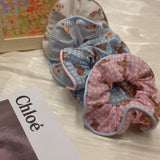 DAIIIBABYYY  -  12cm Bear Cute Oversized Scrunchies Fabric Cotton Plaid Hair Ropes Ties Women College Girls Floral Rubber Bands Fashion Headwear