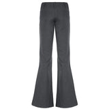 DAIIIBABYYY  - Low Waisted Straight Casual Suit Flare Pants Gray Skinny Fashion High Street Lady Boot Cut Trousers Vintage Y2K