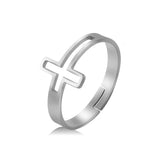 DAIIIBABYYY  -  Jesus Cross Love Stainless Steel Open Ring Women's Faith Christian Guardian Fashion Party Gift Jewelry New 2024