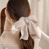 Daiiibabyyy Fashion Winter Solid Lamb Wool Bowel Hair Rings Knitted Wool Bow Hair Tie for Girls Hair Accessories